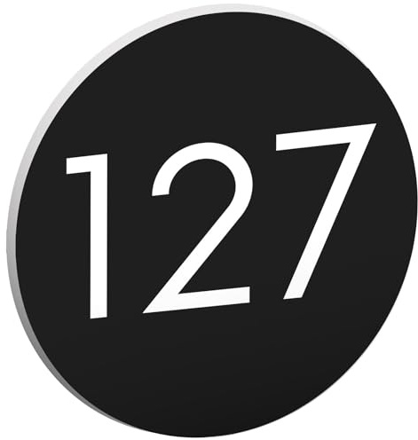 DECOHO - Numéro boîte aux Lettres Personnalisable Rond 60 mm - Plastique Noir Chiffres Blancs - adhésif 3M résistant UV et intempéries - Noir