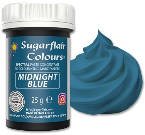 Sugarflair Midnight Blue Food Colouring Paste 25g | Concentrated Midnight Blue Food Dye for Fondant, Buttercream, Cake Decorating and More - Vegan, Kosher, Bake-Stable