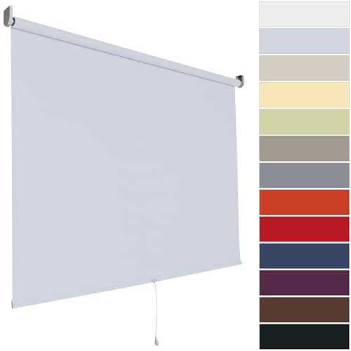 Verdunklungsrollo Springrollo Rollo Fenster | 13 Farben | Breite bis 202 cm Höhe bis 180 cm | lichtundurchlässig verdunkelnd anschraubbar (Größe 182 x 180 cm, Farbe Hellgrau)