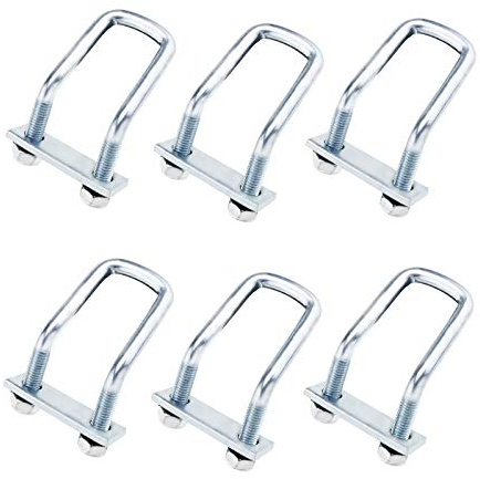 6pcs Boulon en U Kit de Boulons de Remorque Automatique avec Rondelle d'écrou Plaque d'attache 800kg en Acier au Carbone de Traction M12 150° Incliné