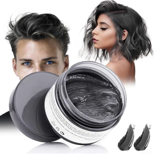 Cera de Color Para el Cabello, Tinte de Cabello Temporal Mujer y Hombre, Cera Pelo DIY, Fórmula Planta Lavable Cera de Peinado Natural Mate 4.23 OZ - Negro