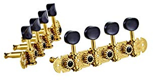 ORTEGA GUITARS Mandolin Stimmmechaniken-Set, A-style, deluxe, black buttons, gold (OTMMADLX-GO)