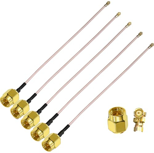 TUOLNK Câble SMA vers IPX MHF1 mâle coaxial RG178 U.FL vers SMA extension d'antenne WiFi 5 pièces 6 pouces (15 cm) pour cartes réseau module PCI