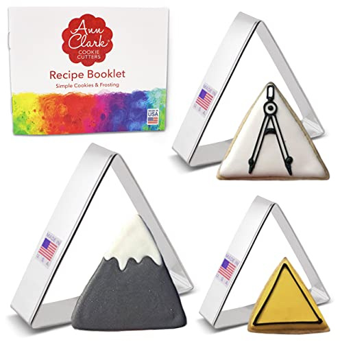 Ann Clark Triangle Cookie Cutters 3-Pc. Set Made in USA Large, Medium, Small 4”, 3.5, 3 inch Shapes