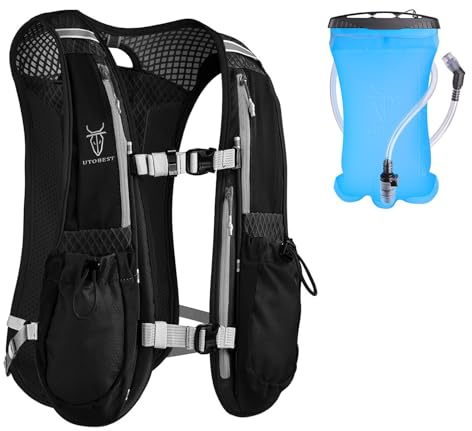 UTOBEST Laufrucksack 5L, Laufweste für Herren und Damen, Ultraleicht Reflektierend Trinkrucksack für Laufen, Marathon, Jogging, Radfahren