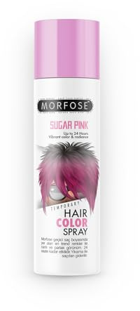 Morfose Sugar Pink Temporary Hair Color Spray 150 ml – Temporäres Haarspray in Pink – Leuchtende Farbe, 24h Halt & leicht auswaschbar – Für kreative Styles