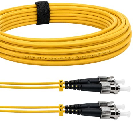 Elfcam® - Câble à Fibre Optique St/UPC à St/UPC Duplex Monomode, Jarretière Optique 9/125um OS2 LSZH (5M)