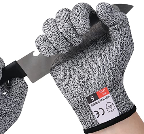 Flintronic Cut Resistant Gloves - M for Kids & Adults - Level 5 Protection, Food Grade Work Cut Proof Gloves, EN 388 Certified