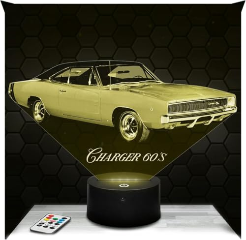 Lampephoto.fr - Lampe 1960er 3D Nachtlicht Oldtimer | Made in France, verschiedene Standfüße zur Auswahl, dimmbar, Batterie/USB, HD-Lasergravur, Geschenk für Männer und Autofans