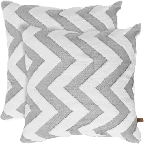 HAMUR HOME Conjunto De 2 Fundas De Cojín 45 X 45 Cm - Funda De Cojín Boho Decorativa - Funda Decorativa De Almohada para Sofá - Fundas De Almohadón Decorativas para Salón (Line Gris)