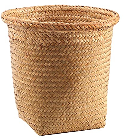 Cabilock Rattan Woven Storage Basket Handgewebter Aufbewahrungskorb Für Büro Schlafzimmer Und Badezimmer Multifunktionaler Geflochtener Mülleimer Für Wohnräume Und Camping
