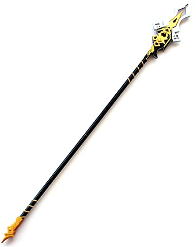 AMOC Genshin Cosplay Outfit Set, 180 cm ZhongLi Cosplay Waffe Vortex Vanquisher Abnehmbarer Speer - Silberne Speerspitze