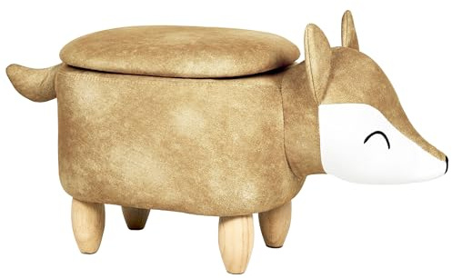Beliani Pouf Animal pour Enfant en Forme de Renard en Velours Orange avec Rangement Fox