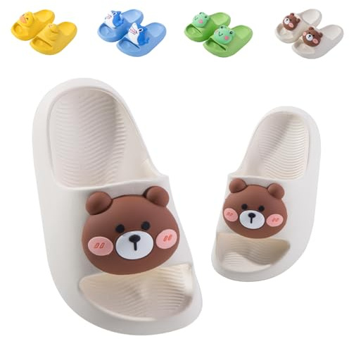 Fiedaz Kids Slides for Girls & Boys Toddler Cloud Animal Quick Drying Beach Slides Toddler Pool Shower Flip Flops Slippers Beige & Brown 7.5-8 Toddler CN 160
