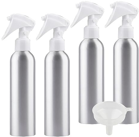 BPZXL 4 Piezas Rellenables 250ml Botella de Aluminio con Bomba en Blanco Niebla Fina Atomizador, para Perfumes Cosméticos Viajes y rtículos de Agua Cosmético