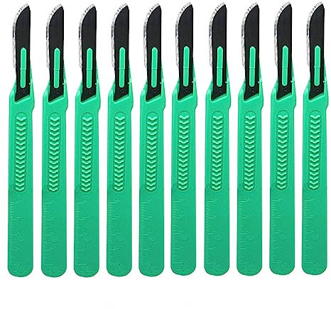 CLABMROEC Scalpel jetable stérile taille 10 bistouris medical pour le dermaplaning chirurgical,Pédicure,Couteaux et scalpels de laboratoire,paquet de 10