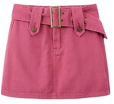 CABULE Summer Fashion New Sexy Y2K Denim Miniskirt Women High Waist A-line Hakama Skirt Bag Hip Skirt Gothic Pink E-girl Denim Skirt-Pink-M