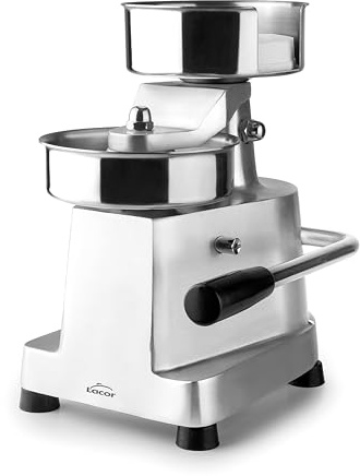 Lacor - 60227 - Prensa Hamburguesas, Acero Inoxidable, Mecanismo Palanca, 500 Separadores, Antideslizante, Fácil Limpieza, 13 cm