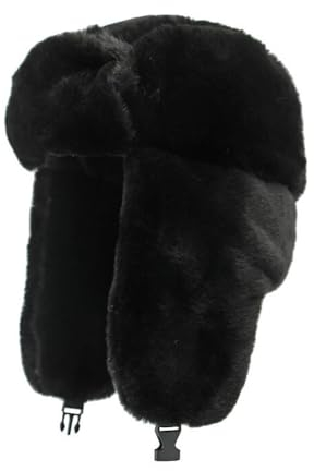 CHENNUO Fliegermützen Damen Winter Hut Trappermütze Ohrenschützer Warm Fellmütze (DE/NL/SE/PL, Numerisch, 55, 60, Schwarz)
