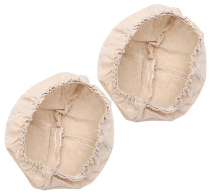 OUNONA 2pcs Round Linen Bread Basket Liner Cloth Cover for Bakery Home 13x6cm Dough Bread Baking Liner Easy to Use Kitchen Utensil Beige
