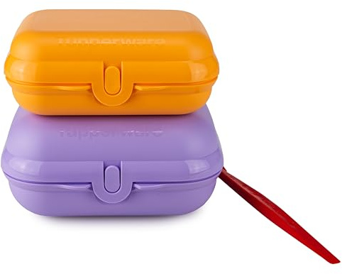 Tupperware Eco+ Großer Twin (gr.3) lila + Kleiner Twin (gr.2) orange (inkl. Orangenschäler)