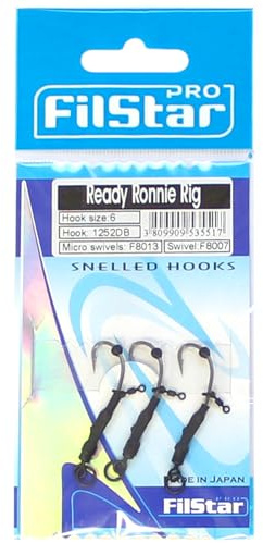 PRO FILSTAR 3Stk Angelhaken Set für Ronnie Rig N6 - Haken für Karpfenangeln | mit Wirbel & Ring - Karpfen Angeln Zubehör - Pop Up Boilies Karpfenhaken - Carp Fishing Hook - Angelzubehör - Karpfen Rigs