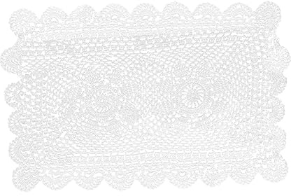 Alipis Tovaglietta All'uncinetto in Cotone Bianco, Lavabile e Resistente al Calore, Raffinata Decorazione per Matrimonio e Casa, Motivo Traforato Floreale Delicato