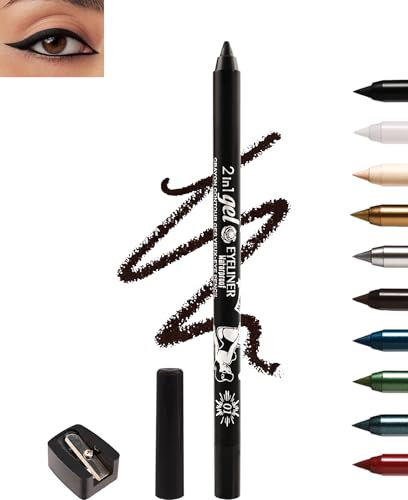 Eyeliner gel impermeabile nero, crema opaco, matita Kajal nera, lunga durata, resistente alle sbavature, pigmenti ad alta intensità, perfetto per smokey, asciugatura rapida degli occhi 01