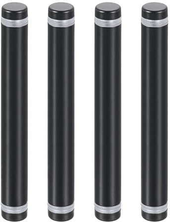 sourcing map 4 Pcs Standoff Screws, 1/2 x 4 Stainless Steel Double Head Advertising Screws Wall Standoff Mounts Hardware for Acrylic Glass Sign Holder Wine Glass Rack, Black