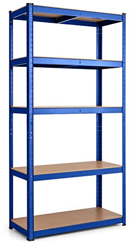 COSTWAY Schwerlastregal, 5 Ebenen Lagerregal mit Metallrahmen, Metallregal bis 650kg belastbar, Steckregal Kellerregal Werkstattregal, 75 x 30 x 150 cm (Blau)