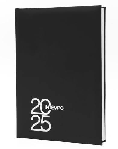 Tageskalender 2025 Text Balacron schwarz F.to A4 21 x 29,7 cm x Restaurants, Friseure, Termine - Hardcover + Stift und Lesezeichen