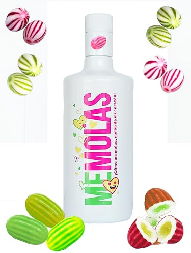 MEMOLAS Licor Chicle de Melón, sabor joven, refrescante y rompedor,17%, botella 70 cl