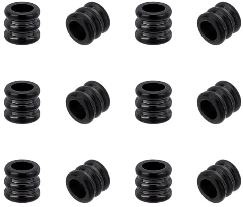 UNICRAFTALE 15 Stück Paracord Säulenperlen Edelstahl Abstandshalterperlen Europäische Großlochperle Schwarze Gerillte Säule Lose Perle Für Armband Halskette Schmuckherstellung 4.5x5mm