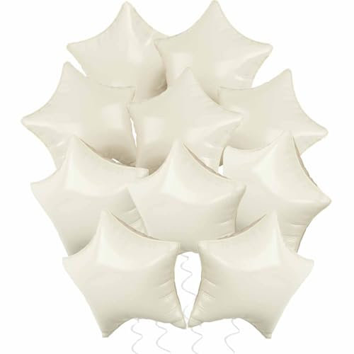 Stern Folienballons Creme, 10 Stück 18 Zoll Beige Stern Folien Luftballons Sternluftballons Heliumballon Star Ballons für Geburtstag Babyparty Hochzeit Verlobung Dekorationen