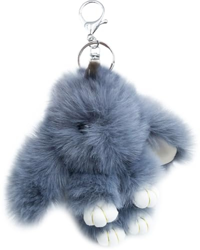 Xsclpomddy Plüsch Hase Schlüsselanhänger Pom Poms Taschenanhänger Süße Flaumige Anhänger Für Auto Handtasche Taschen