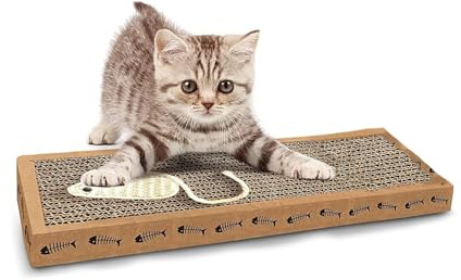 Cat Scratcher Board with Catnip – 37cm Cardboard Scratch Pad for Indoor Cats & Kittens – Durable Corrugated Cat Scratch Toy for Scratching, Playing & Resting