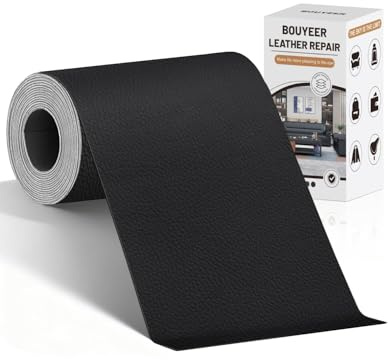 BOUYEER Cuero Adhesivo Para Tapizar Negro, 40x210 CM Polipiel Adhesiva Para Tapizar, Set de Reparación Ecológico e Inodoro para Muebles/Sofá/Asientos de Auto/Bolsos/Restauración, Negro