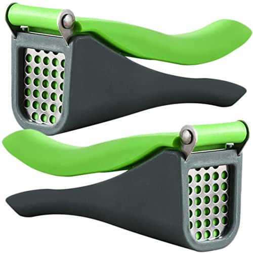 Holibanna Spremiaglio in Acciaio Inox Tritaaglio A Bilanciere Pelapatate Multiuso Spremiaglio Domestico Pratico Affettatrice Per Cucina