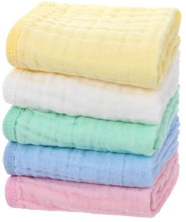 5 panni in mussola per bambini, 50 x 25 cm, 100% mussola di cotone, quadrati per il ruttino, per neonati, extra morbidi, 6 strati, per pulire il bagno e l'alimentazione