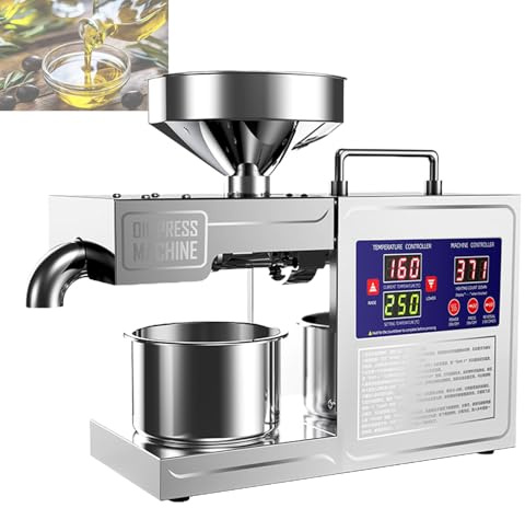 Machine à Huile Électrique, Extracteur pour Noix de Coco & Olive, Moteur Haute Performance 820W, Capacité 3-6 kg/h,Pour arachides, soja, colza