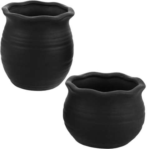 Toyvian 2piezas Macetas Pequeñas de Terracota Maceta de Cerámica para Suculentas Redonda Drenaje para Suculentas Decoración de Escritorio y Ventana para Micropaisaje de Casa de Muñecas