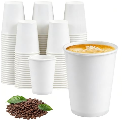 WEFHEF 100 Stück Weiße Pappbecher, 200ml Einweg-Kraftpapierbecher Badezimmerbecher Kaffeebecher Probierbecher Verkostungen Paper Cups Trinkbecher Partybecher für Heißgetränke Kaffee Tee