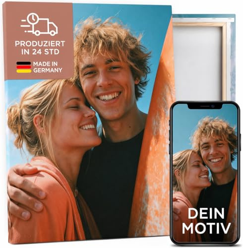 PRINTHOUSE Foto auf Leinwand personalisiert, Made in Germany, 60x80 cm | Handgefertigt in 24h, UV-Pigmenttinte, strukturierte Künstlerleinwand, extra dicker 2,5 cm Keilrahmen, aufhängefertig