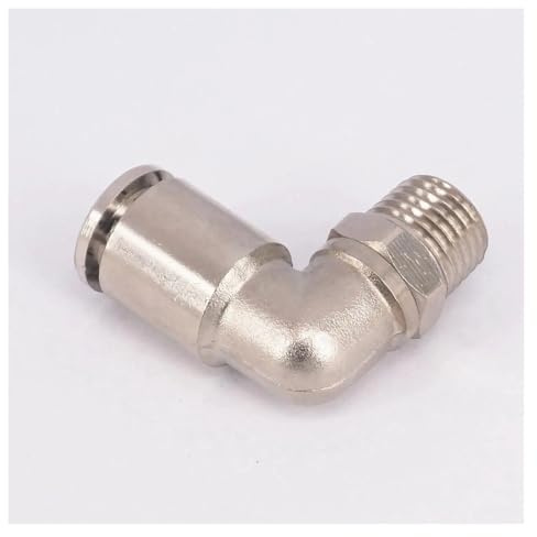1/4 Male to Fit Tube O/D 10mm Pneumatic Nickel Brass Elbow Push in Connector Union Quick Release Air Fitting Plumbing