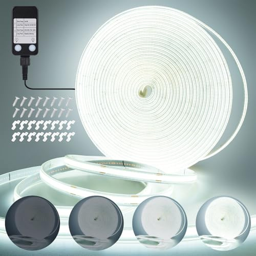 StarryEver LED Strip Lights Plug in Outdoor, 10M 3200 LEDs Dimmable Rope Light Strips with Self-Adhesive Timer Cuttable for House Trees Garden Decor(Cool White 6000K)