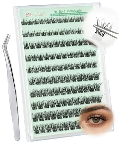 Obeyalash Press On Lashes Selbstklebend Wimpern Wiederverwendbar C Curl Wimpern Von Unten Kleben Wispy Cluster Eyelashes 8-14mix Soft and Resuable 120pcs(YLB40)