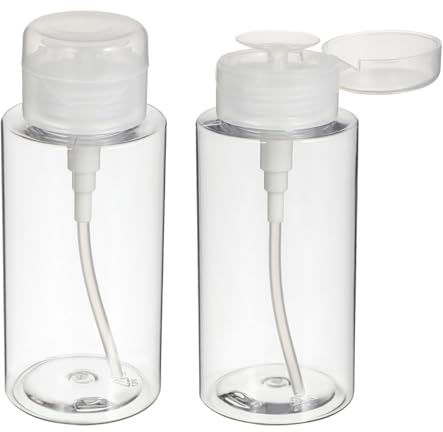 Angoily 2 Pcs Flacon Pompe Vide 300ml - Distributeur Transparent PETG | Flacon Poussoir Anti-Fuite pour Dissolvant Vernis et Lotion Tonique, Grand Contenant Rechargeable de Voyage Soin et Manucure