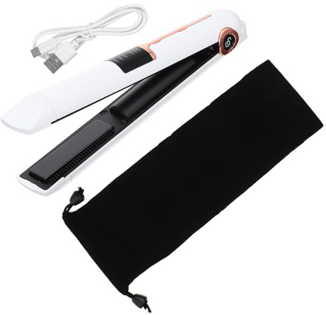 FIXOSHEE Plancha y Rizador de Pelo Inalámbrico Portátil Color Marfil, Herramienta Recargable para Viaje, Multifuncional para Alisar y Rizar Cabello sin Daño
