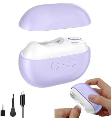 Electric Nail File & Clipper 2 in 1 for Seniors – 2026 Electric Nail Trimmer with LED Light for Thick Toenails, Painless Smart Clipper for Low Vision & Arthritis, Adult and Kids Safe(Purple)