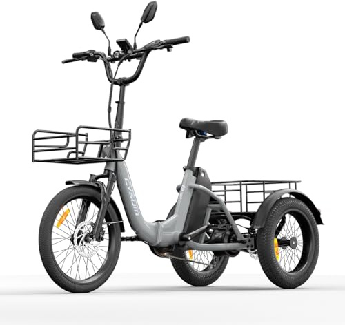 cysum AG1 Pro Elektro Dreirad für Erwachsene, 16 Zoll E Bike Klapprad, E-Bike 3 Rad Lasten 48V 90 Nm, e-Dreirad Hydraulische Bremsen, Geschwindigkeitsunterschied